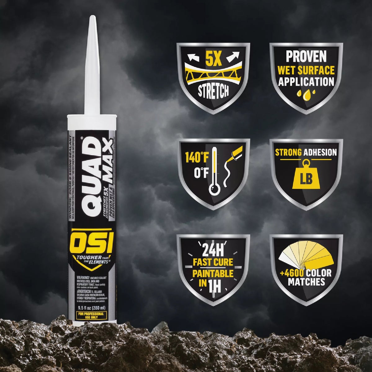 OSI QUAD MAX 9.5 Oz. Sealant, Clay Image 6
