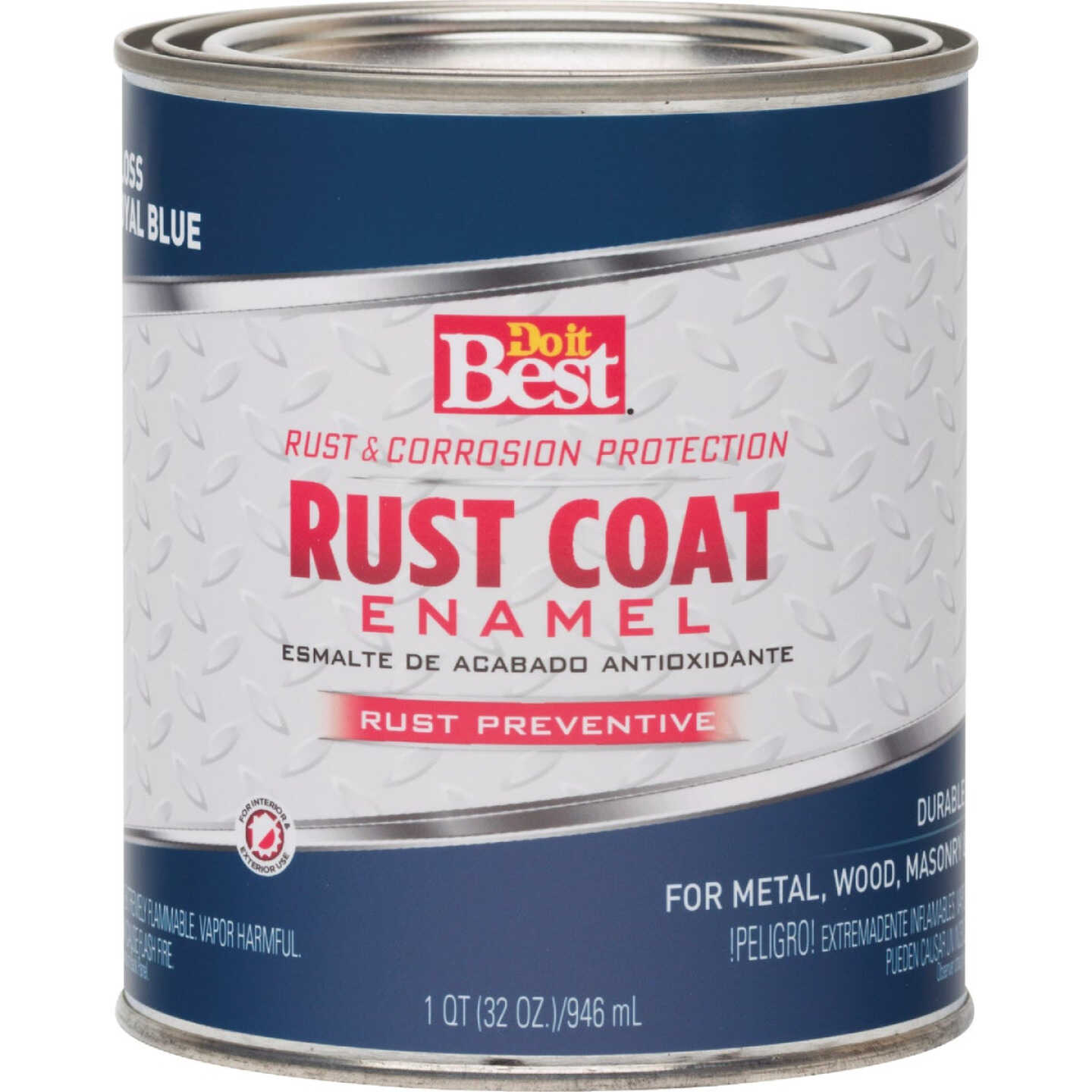 Do it Best Rust Coat Oil-Based Gloss Enamel, Royal Blue, 1 Qt. Image 2