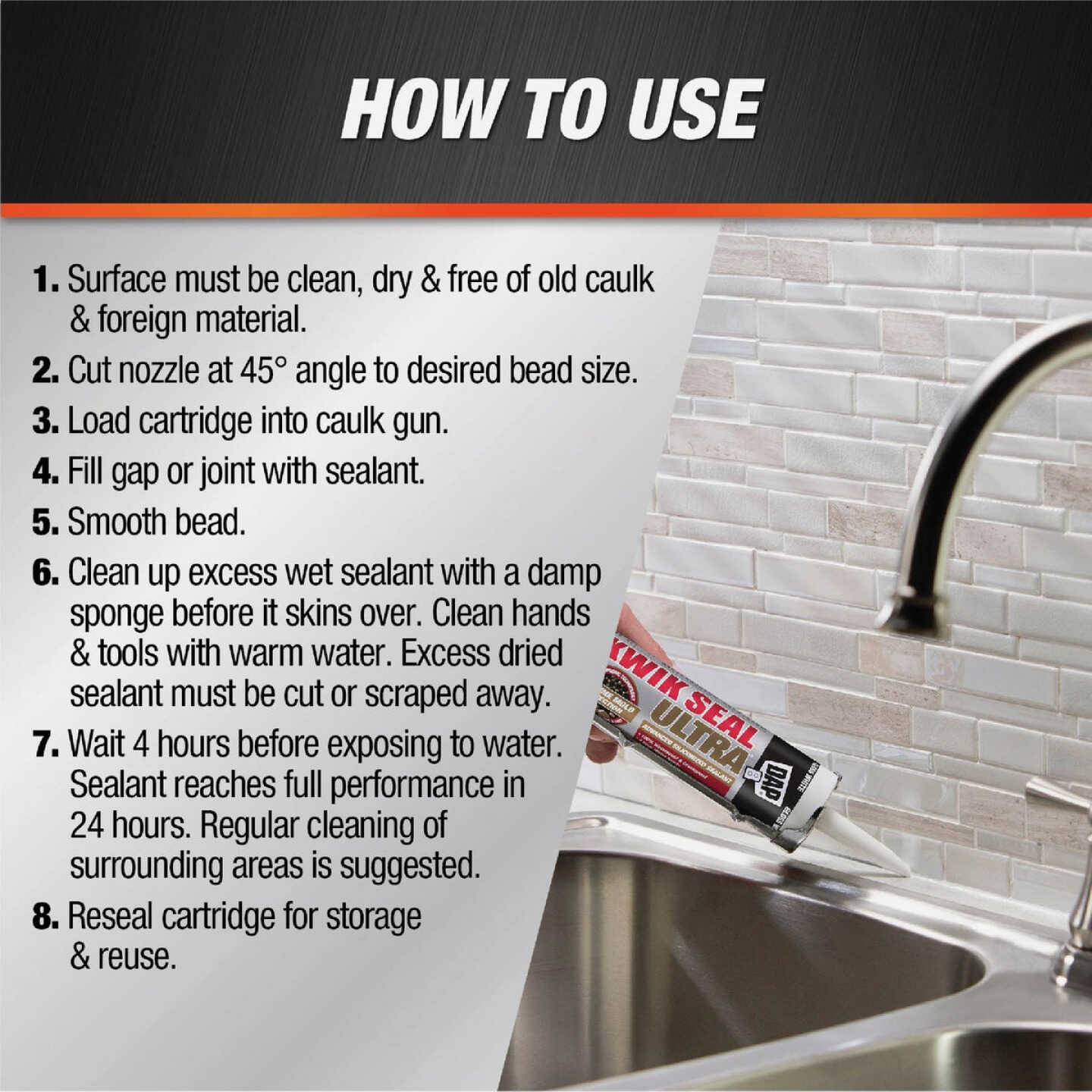 DAP KWIK SEAL ULTRA 10.1 Oz. Biscuit Siliconized Kitchen & Bath Sealant Image 4