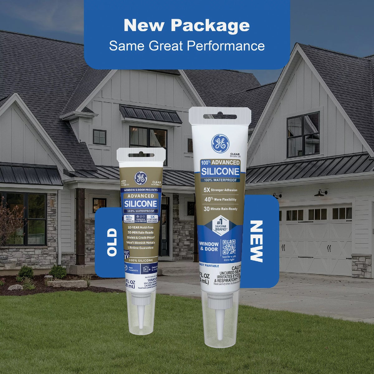 GE Advanced Silicone Window & Door Sealant, Clear, 2.8  Oz. Tube Image 2