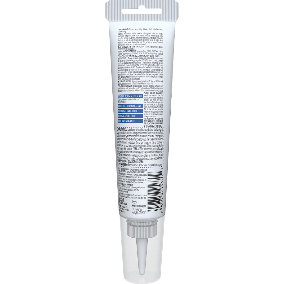 GE Advanced Silicone Window & Door Sealant, White, 2.8  Oz. Tube Image 6