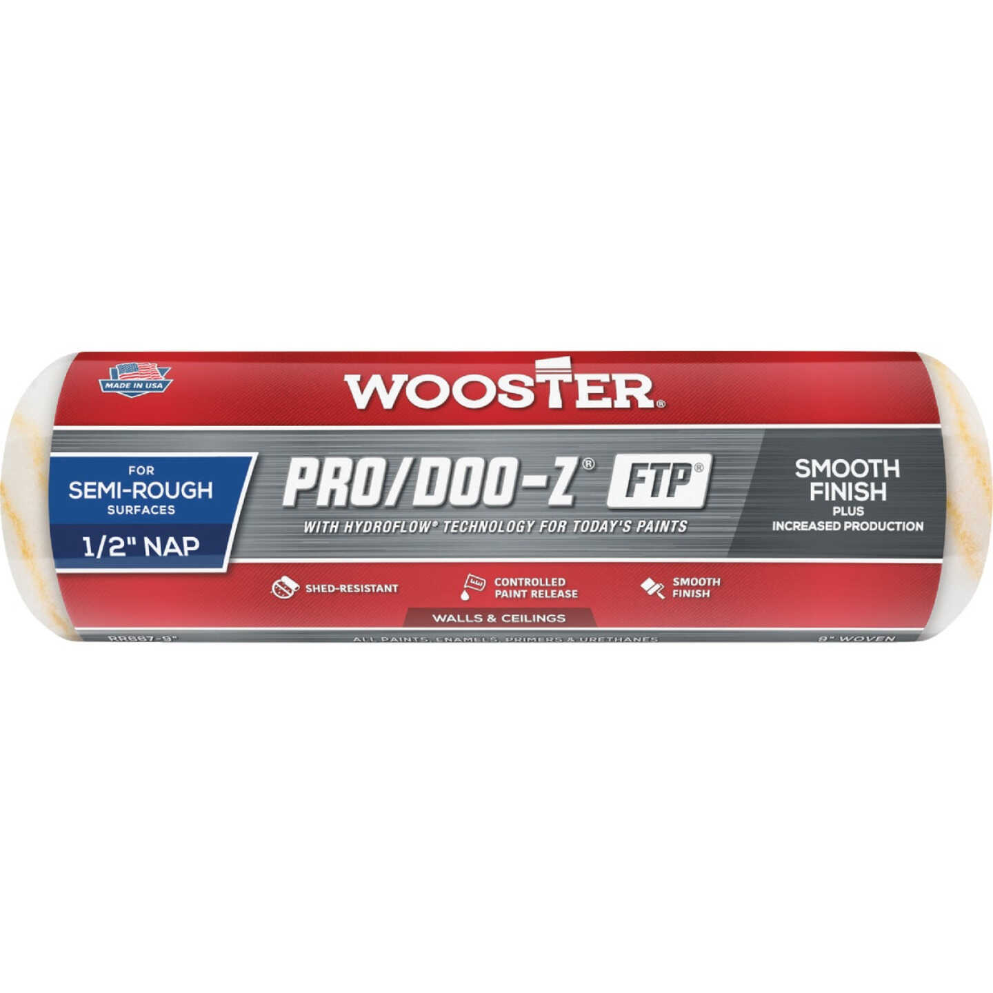 Wooster Pro/Doo-Z FTP 9 In. x 1/2 In. Woven Fabric Roller Cover Image 1