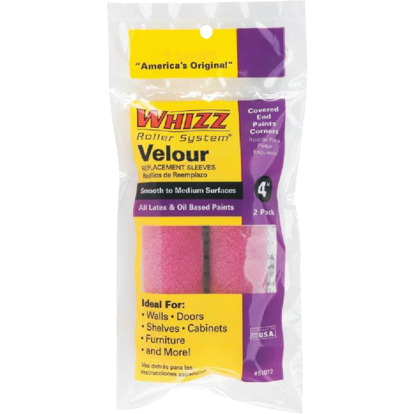 Whizz Purple Velour 4 In. x 3/16 In. Specialty Roller Cover (2-Pack) Image 1