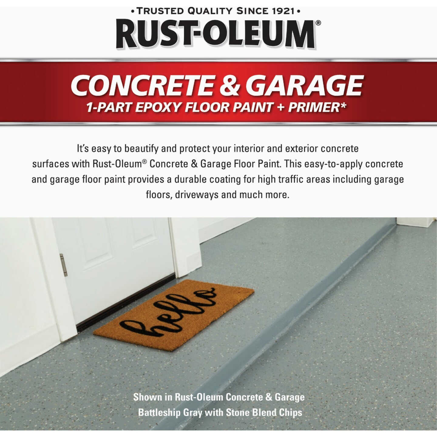Rust-Oleum Concrete & Garage Floor Paint & Primer, 1 Gal., Battleship Gray Image 2