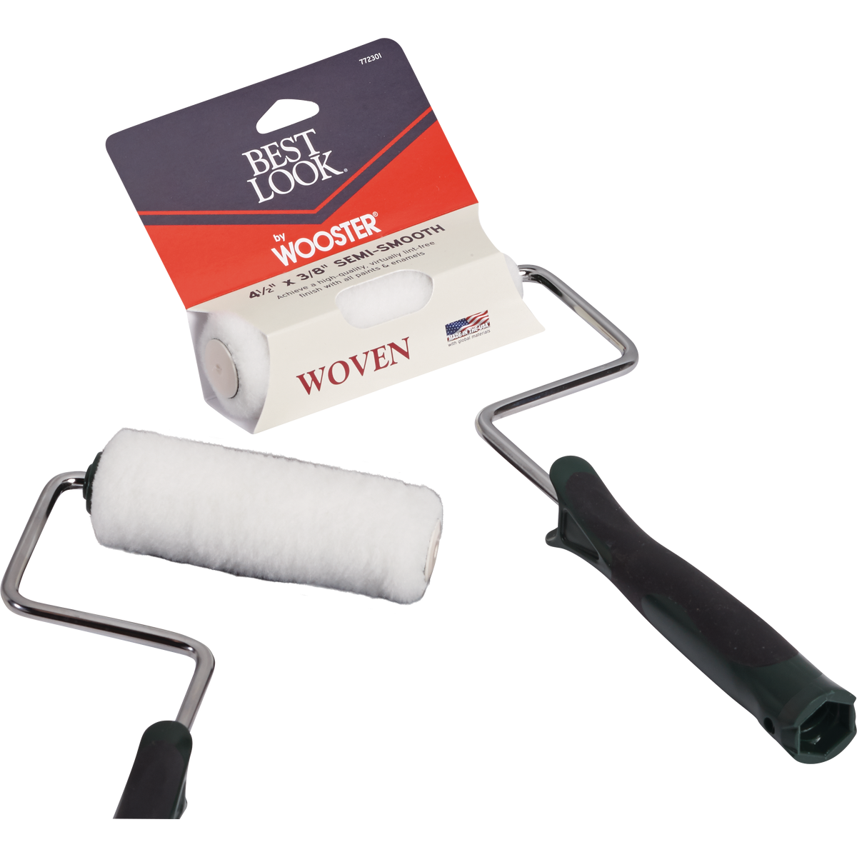 Best Look By Wooster 4-1/2 In. x 3/8 In. Mini Woven Paint Roller Cover & Frame Image 1