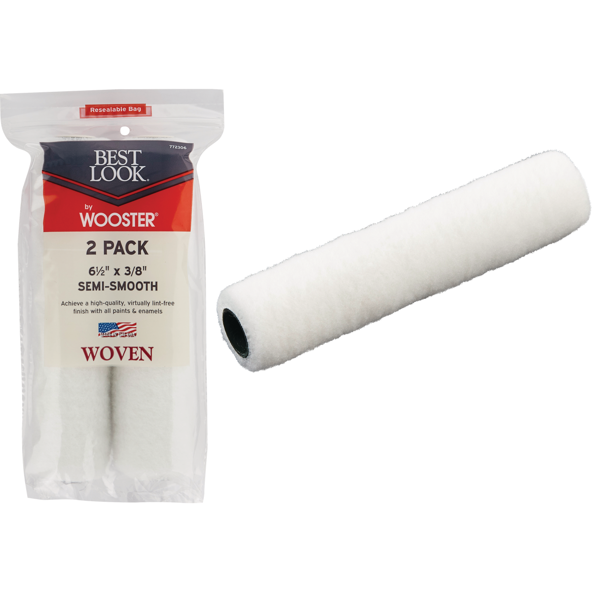 Best Look By Wooster 6-1/2 In. x 3/8 In. Mini Woven Fabric Roller Cover (2-Pack) Image 1