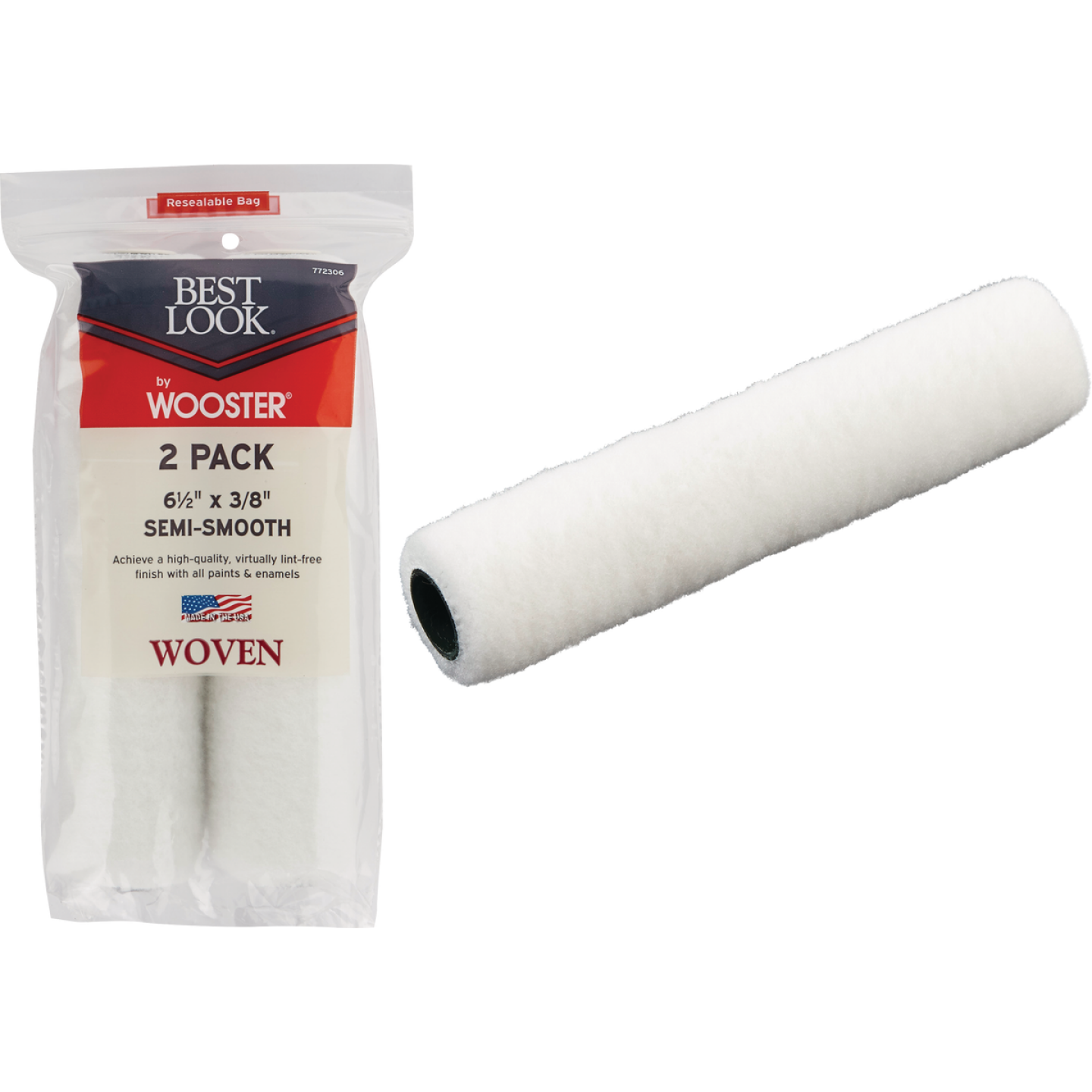 Best Look By Wooster 6-1/2 In. x 3/8 In. Mini Woven Fabric Roller Cover (2-Pack) Image 1