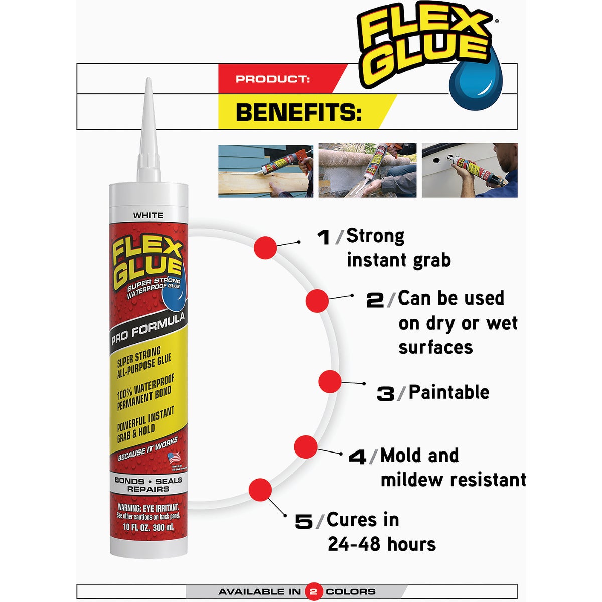 Flex Glue 10 Oz. White Multi-Purpose Adhesive Image 4