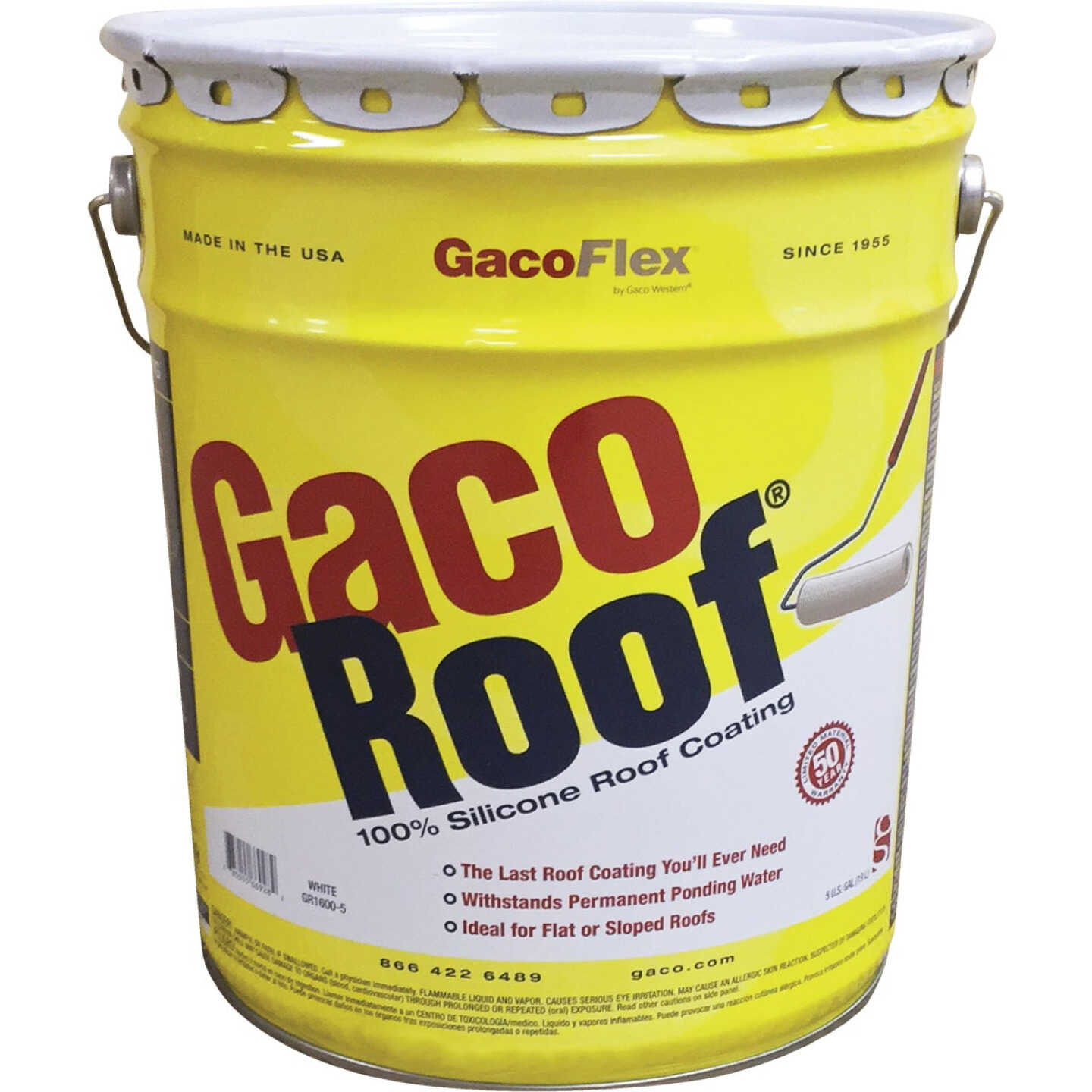 GacoRoof VOC-Compliant Silicone Roof Coating, White, 5 Gal. Image 1