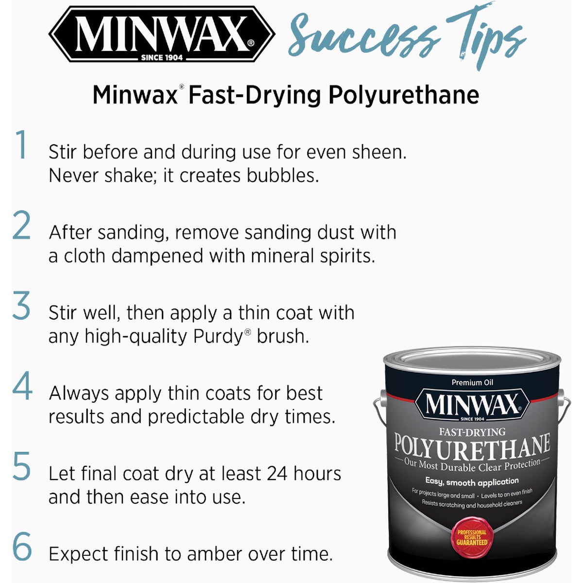 Minwax Gloss Fast-Drying Interior Polyurethane, 1 Qt. Image 6