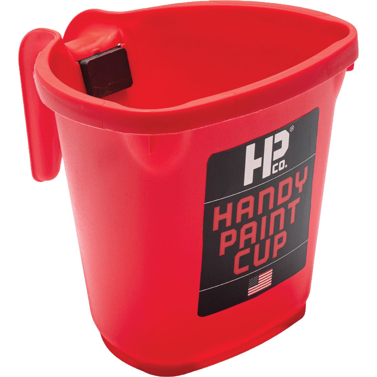 HANDy Paint Cup 1 Pt. Red Painter's Bucket with Hand Rest and Magnetic Brush Holder