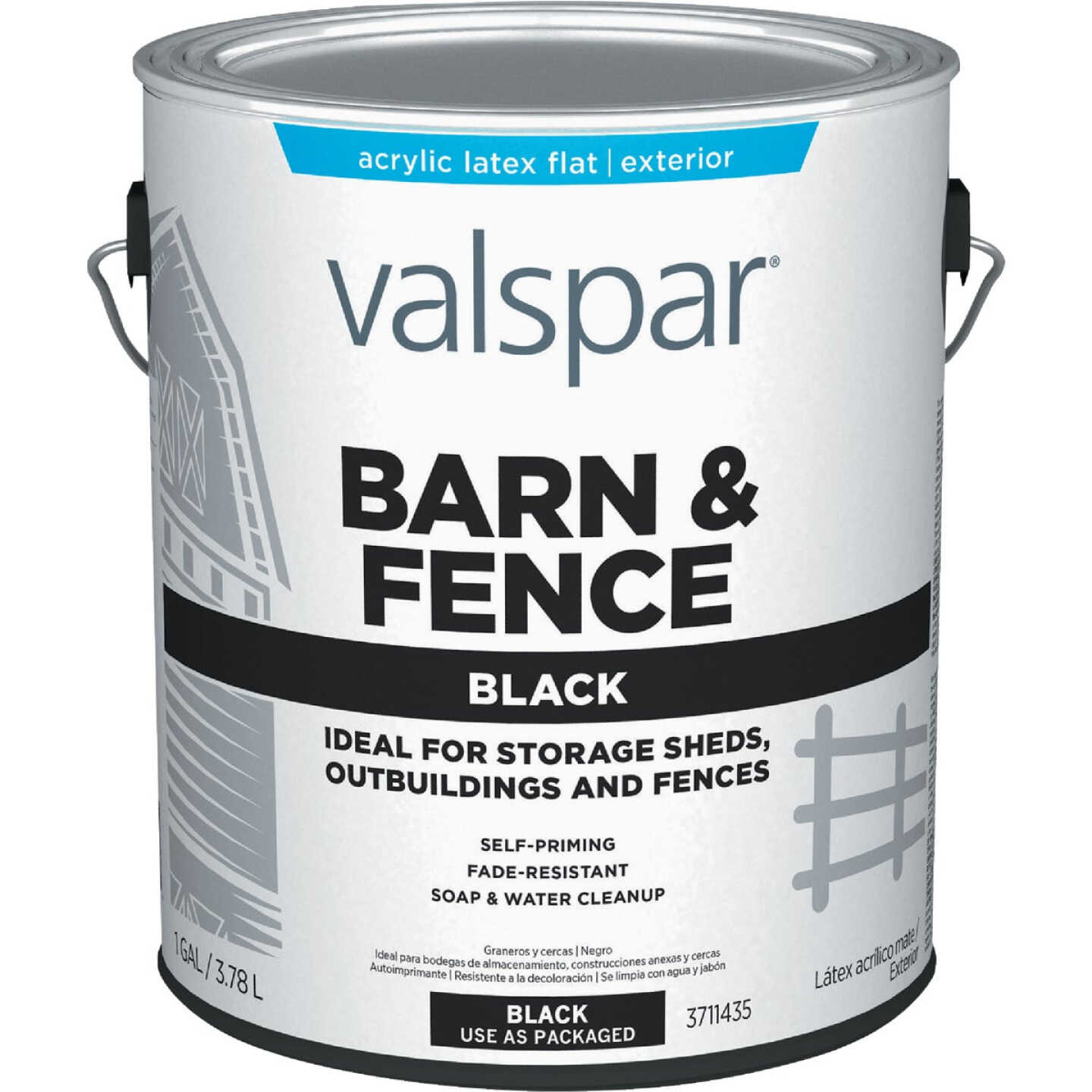 Valspar Barn & Fence Latex Flat Paint, Black, 1 Gal. Image 1
