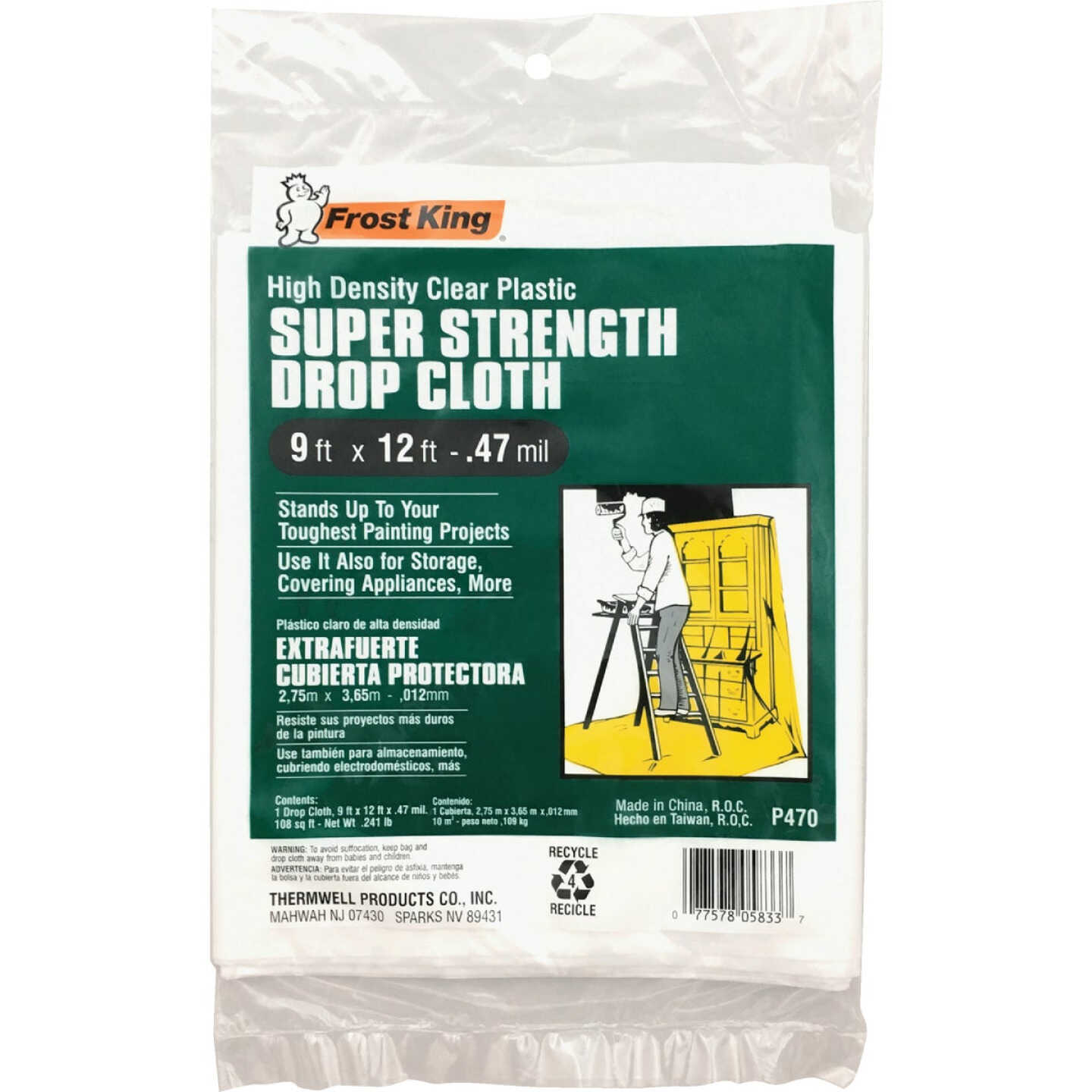 Frost King High Density Plastic 9 Ft. x 12 Ft. .47 mil Drop Cloth Image 1