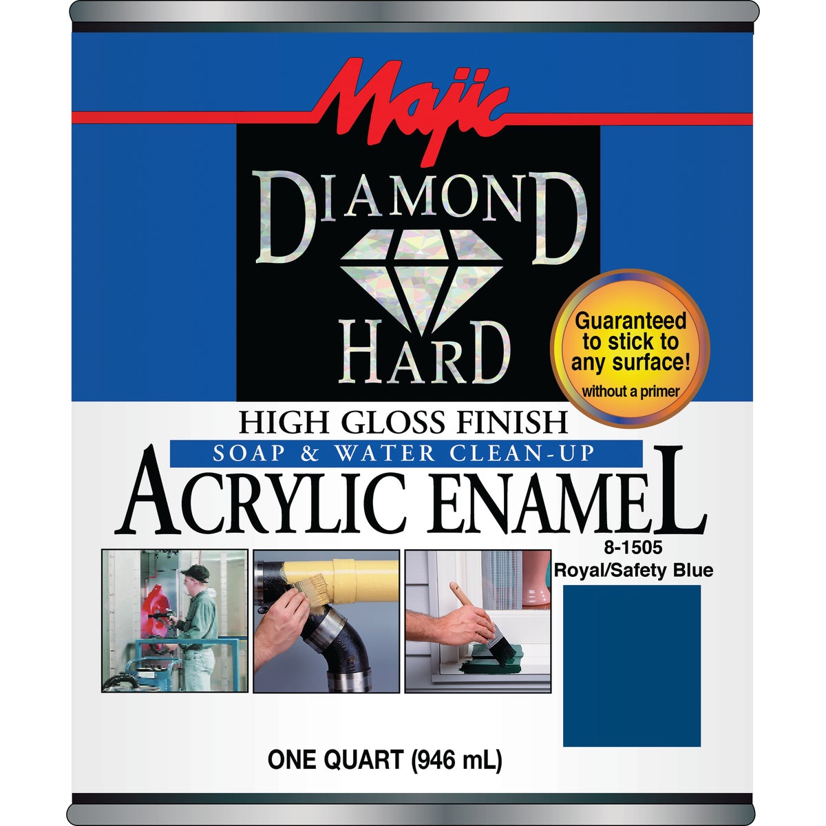 Majic Diamond Hard Acrylic Enamel, Safety Blue, 1 Qt.