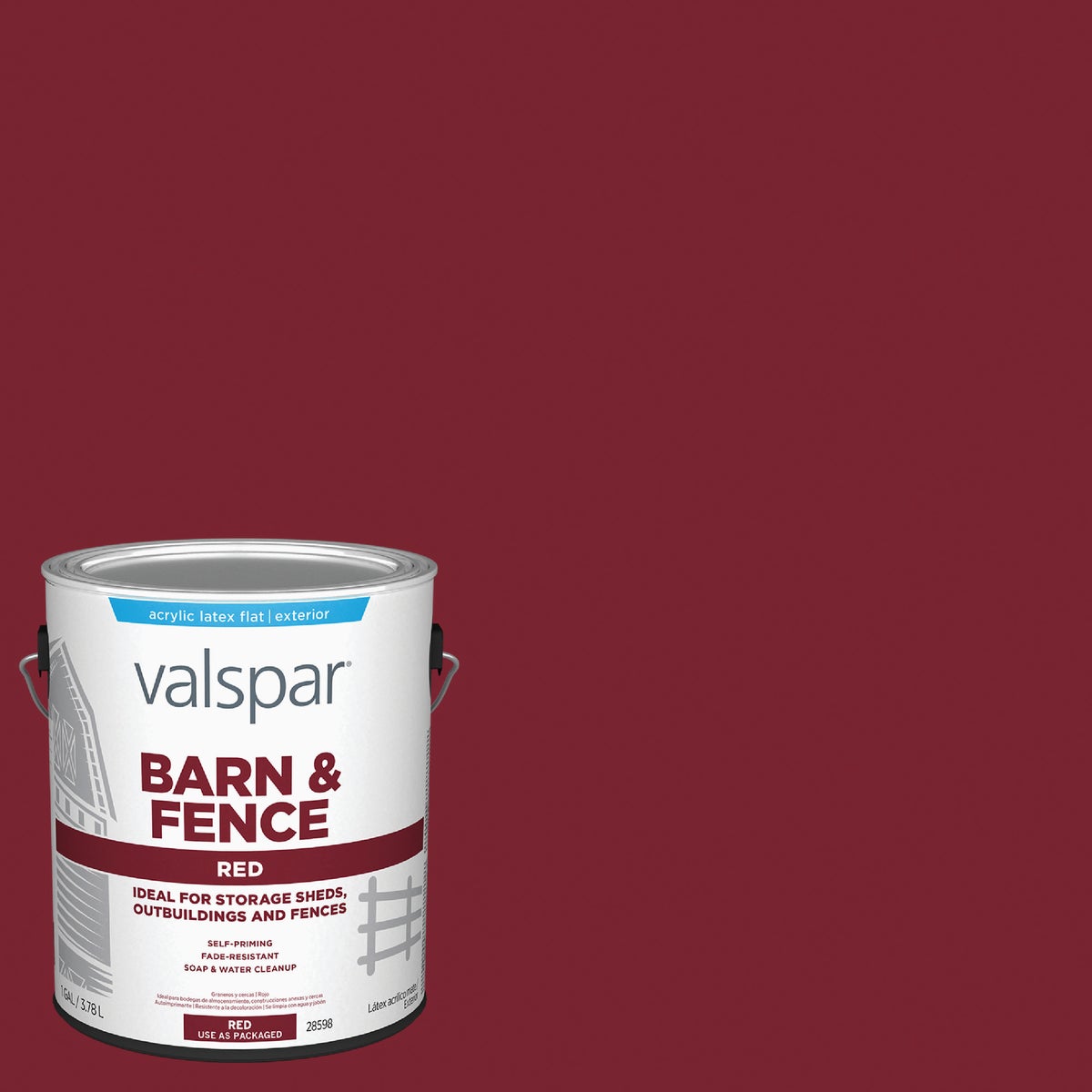 Valspar Latex Paint & Primer In One Flat Barn & Fence Paint, Red, 1 Gal. Image 1