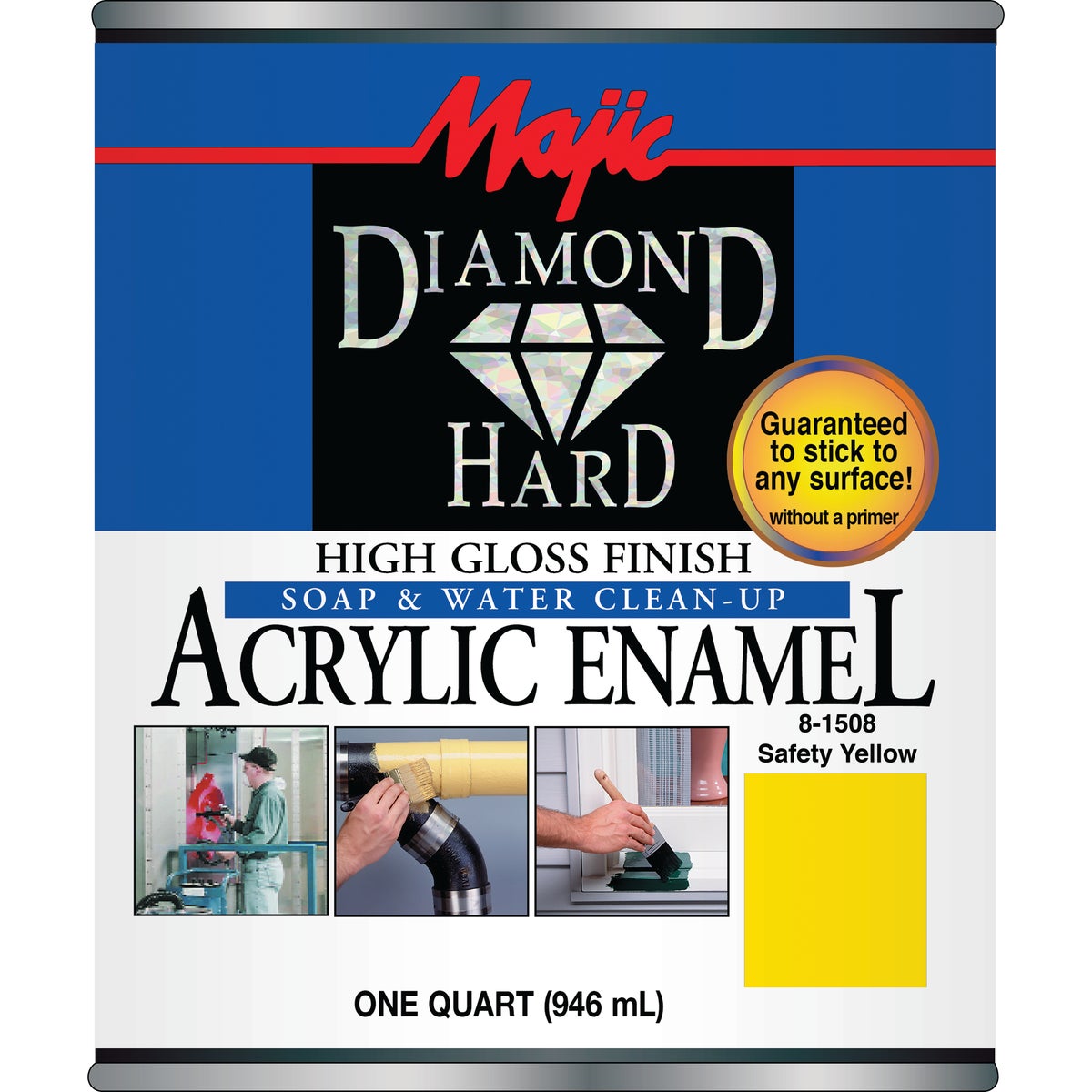 Majic Diamond Hard Acrylic Enamel, Safety Yellow, 1 Qt.