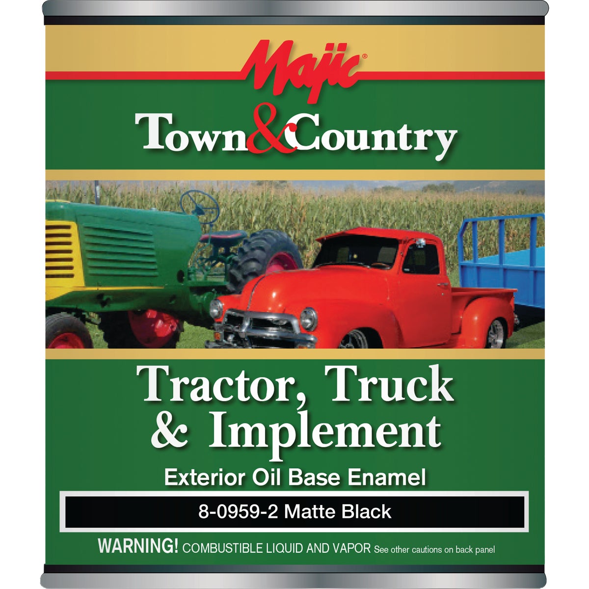 Majic Town & Country Tractor, Truck & Implement Enamel, Matte Black, 1 Qt.