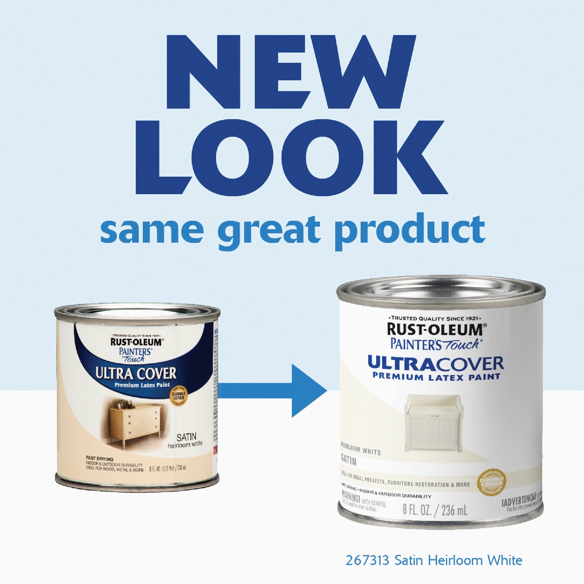 Rust-Oleum Painter's Touch 2X Ultra Cover Premium Latex Paint, Satin Heirloom White, 1/2 Pt. Image 2
