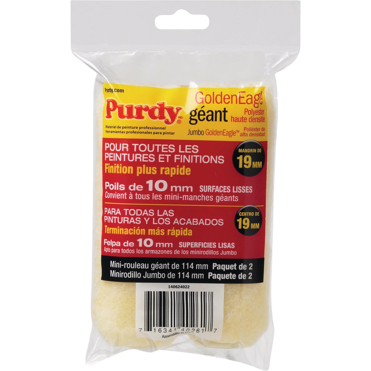 Purdy Golden Eagle Jumbo Mini Roller Cover, 4-1/2 In. x 3/8 In. (2-Pack) Image 1