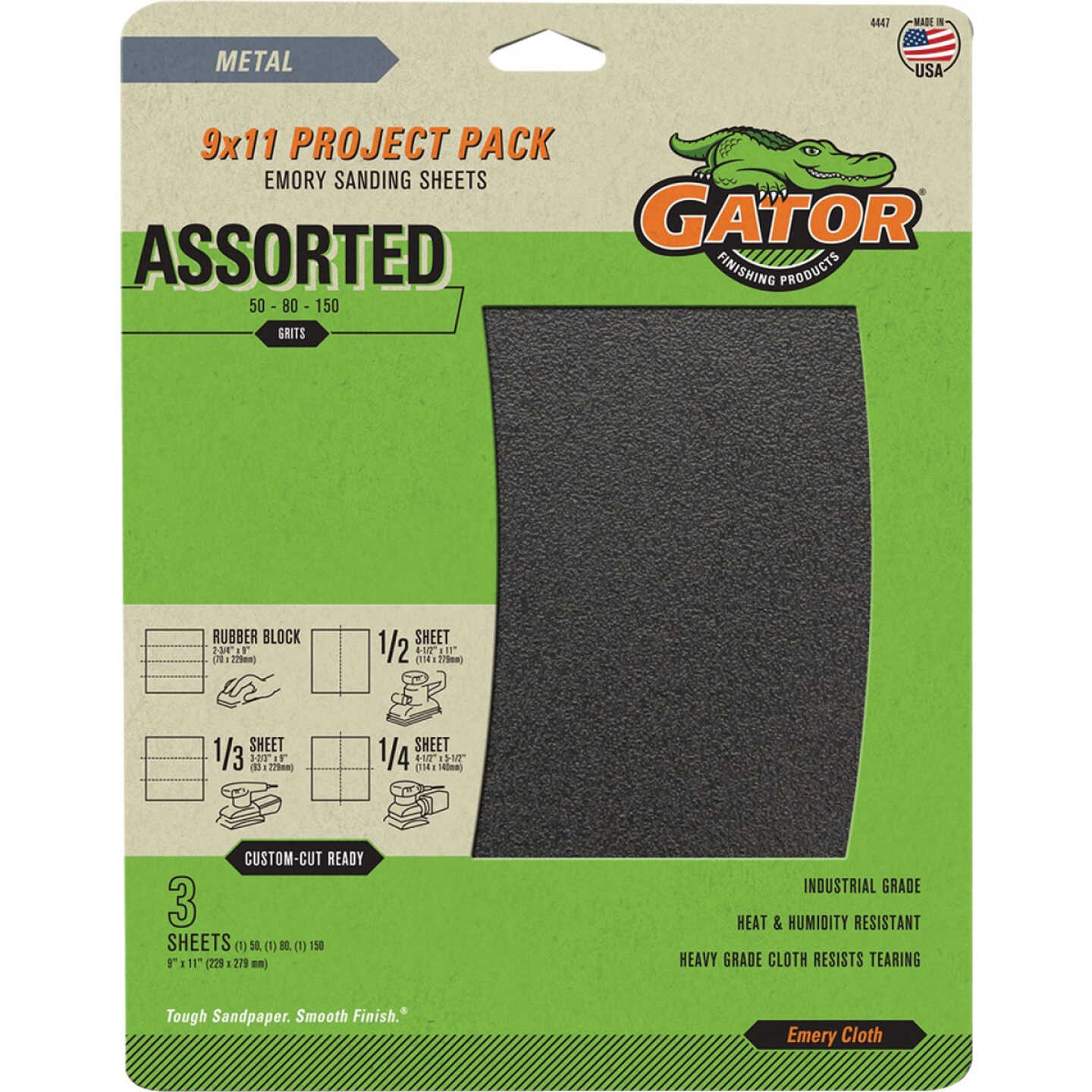 GatorGrit Assorted-Grit Emery Cloth Sandpaper (3-Pack) Image 1