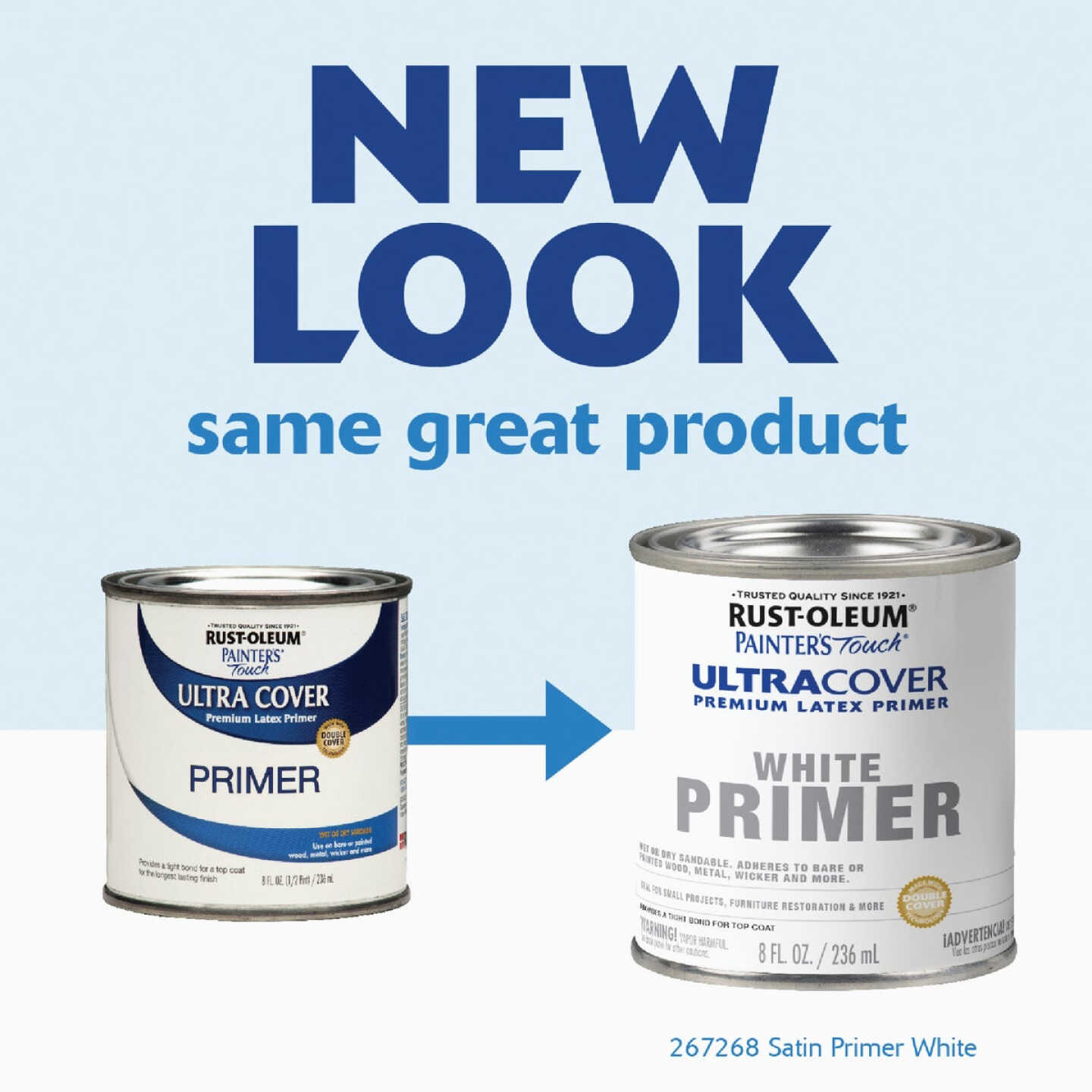 Rust-Oleum Painter's Touch Ultra Cover Flat Premium Latex Primer, White, 1/2 Pt. Image 2