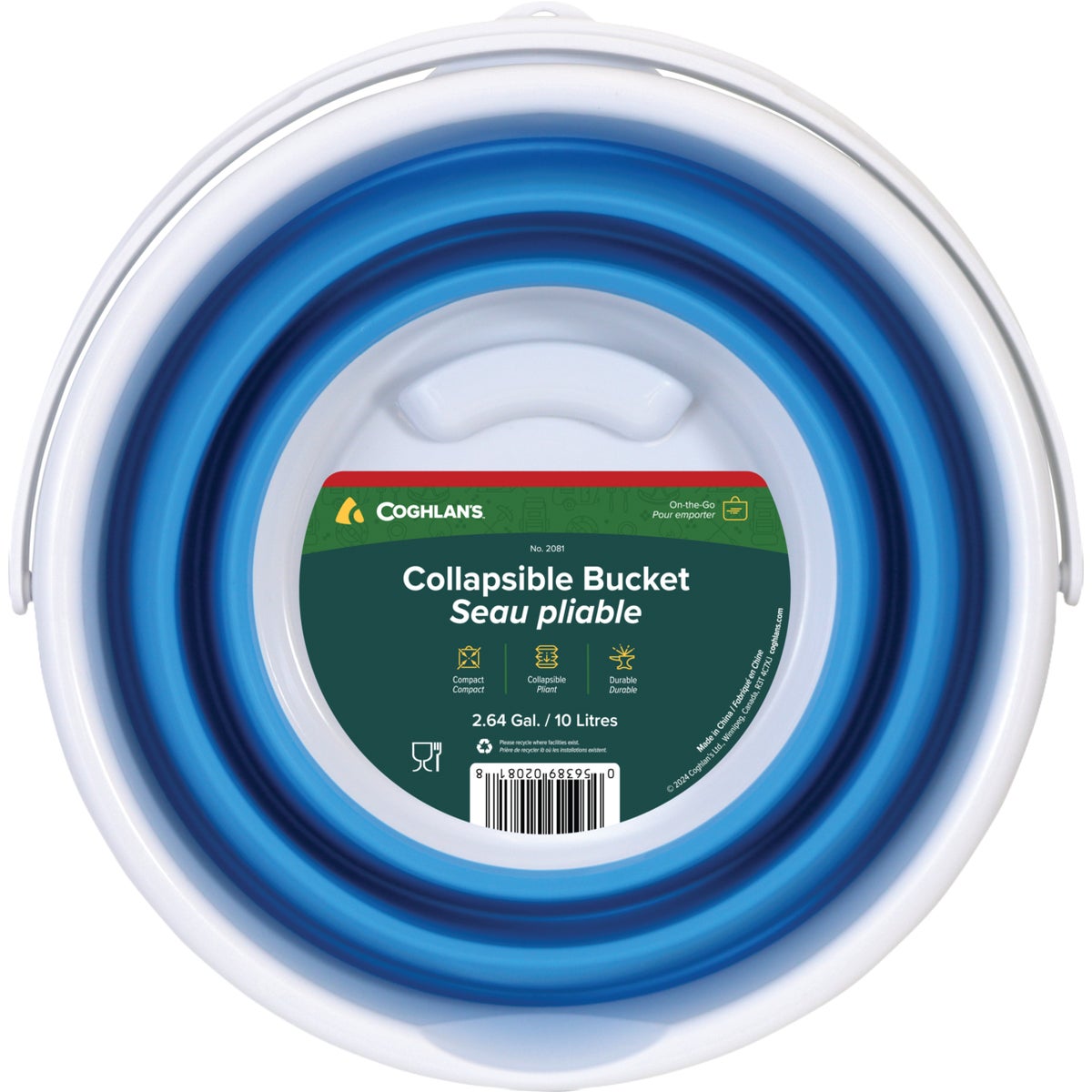 Coghlans 2.6 Gal. White & Blue Collapsible Bucket Image 4
