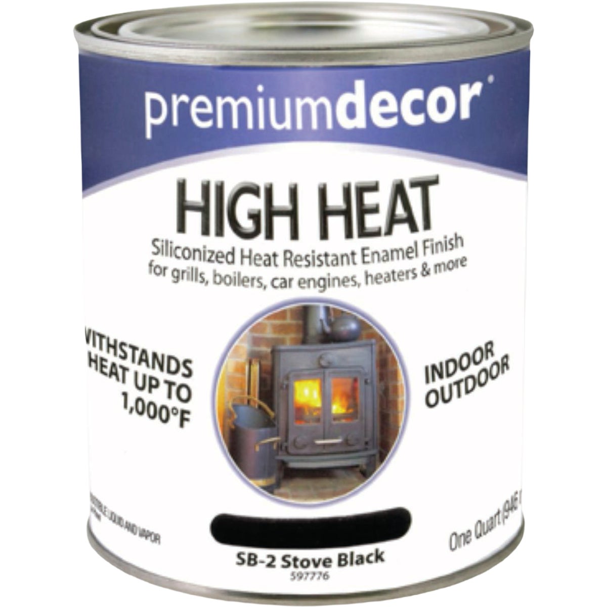 Premium Decor 1 Qt. Black High Heat Stove Paint
