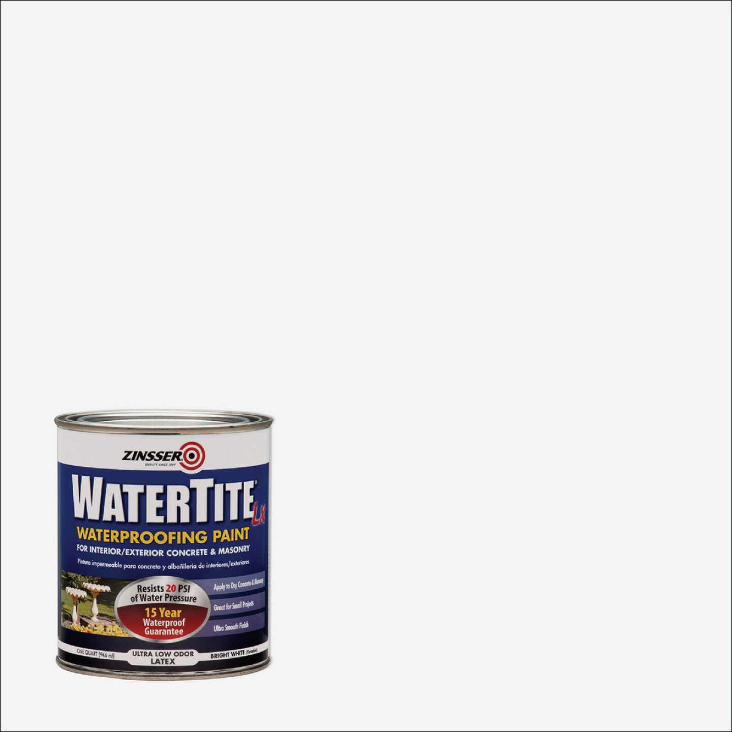 Zinsser WaterTite LX Ultra 1 Qt. Mold & Mildew Proof Bright White Waterproofing Paint Image 1