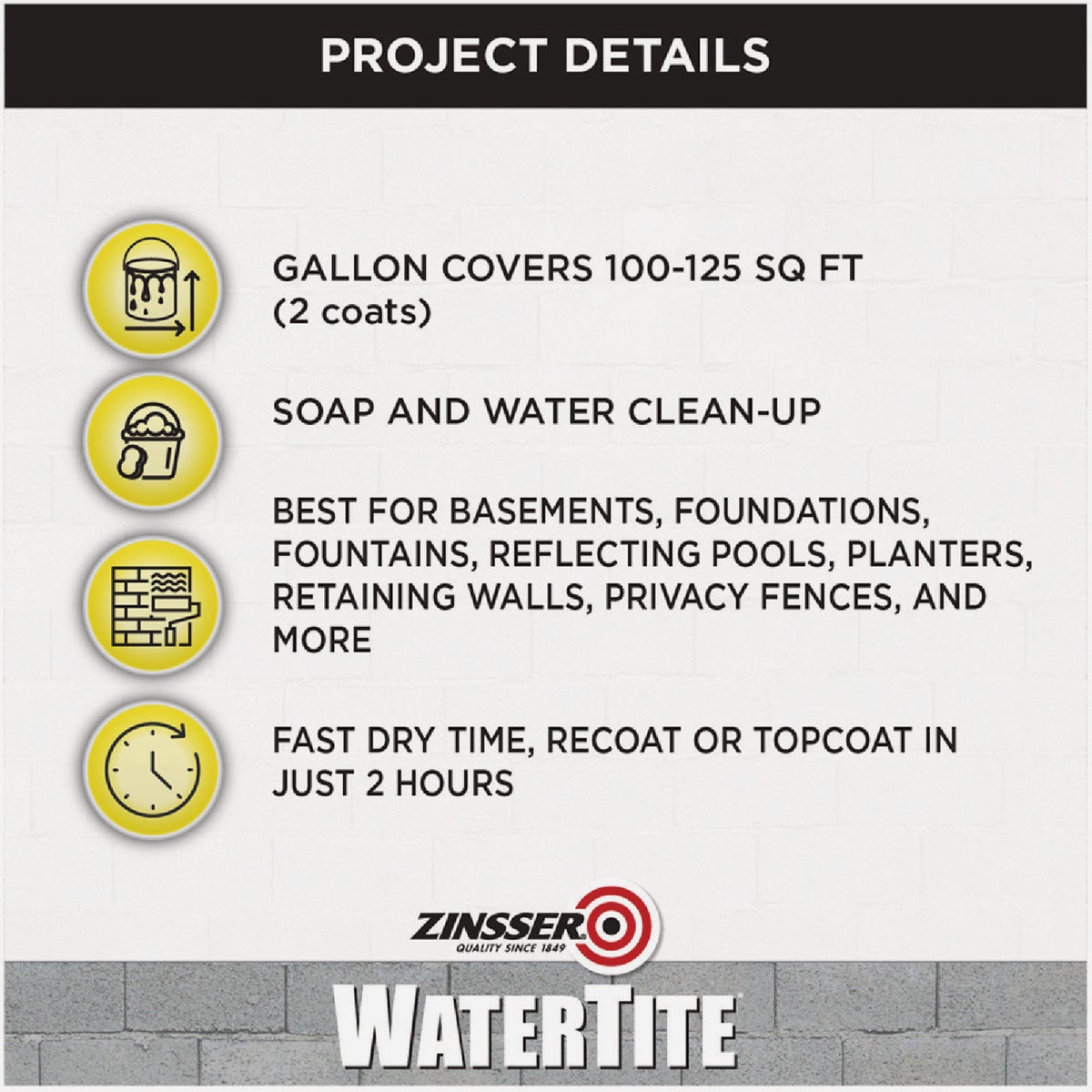 Zinsser WaterTite LX Ultra 1 Qt. Mold & Mildew Proof Bright White Waterproofing Paint Image 5