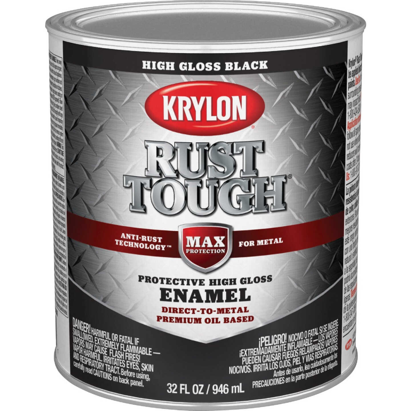 Krylon Rust Tough DTM Oil-Based Gloss Rust Control Enamel, Black, 1 Qt. Image 1