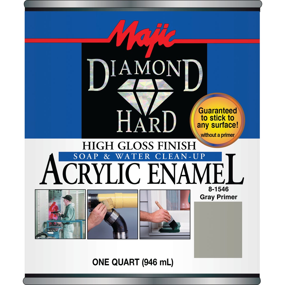 Majic Diamond Hard Acrylic Enamel, Gray Primer, 1 Qt.