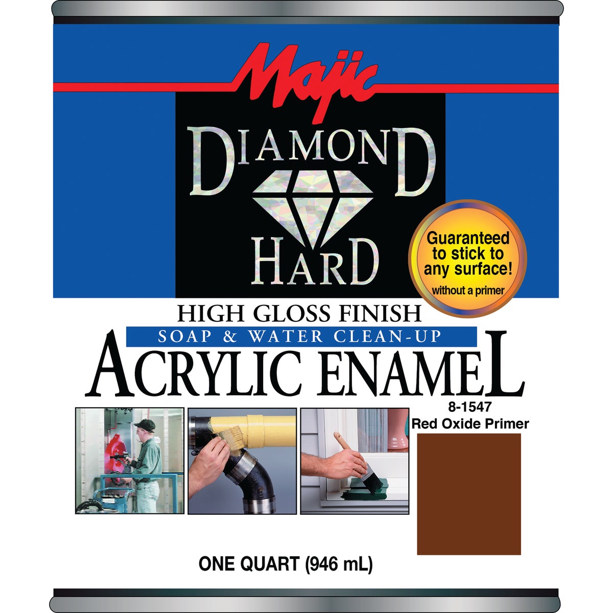 Majic Diamond Hard Acrylic Enamel, Red Primer, 1 Qt.