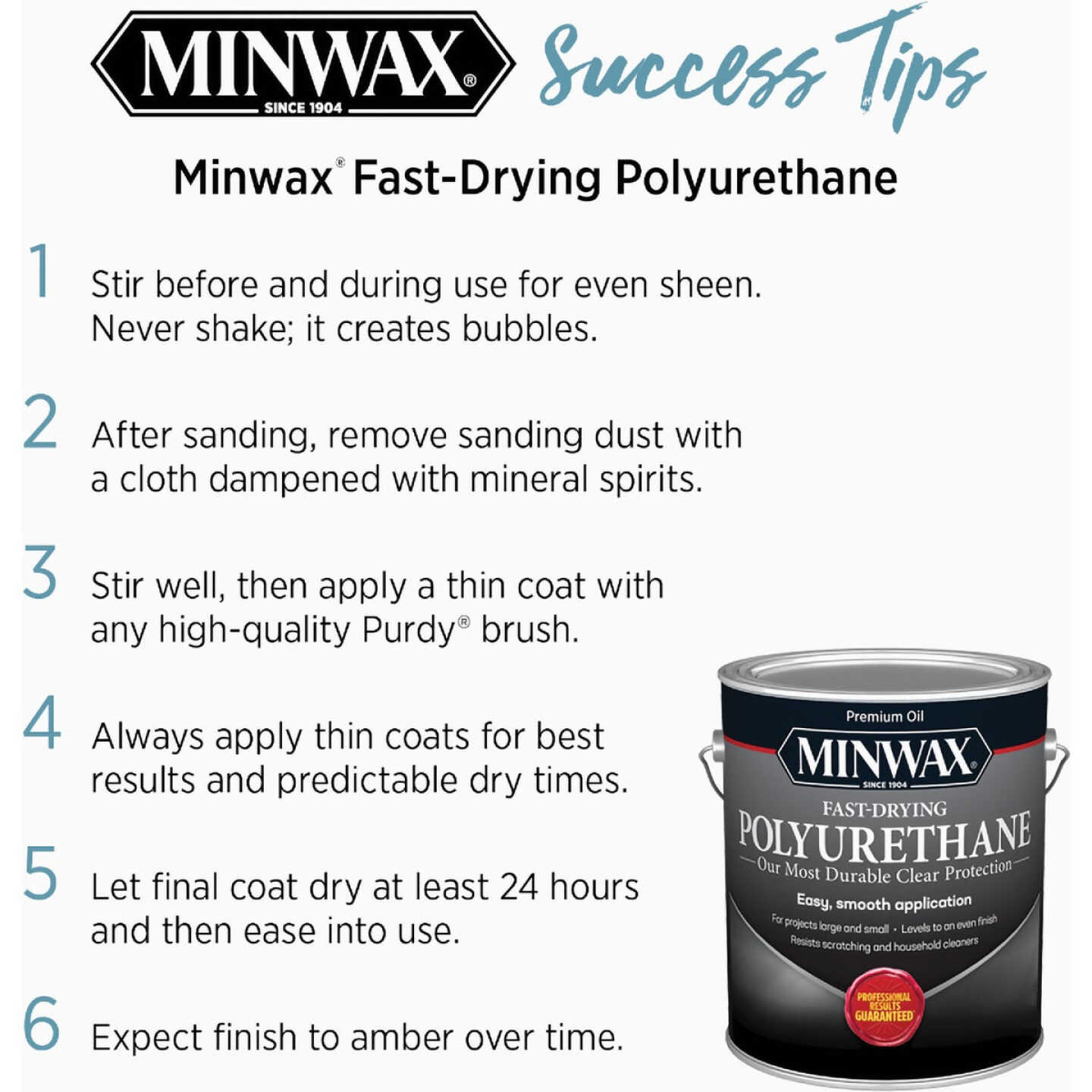 Minwax Gloss Fast-Drying Interior Polyurethane, 1/2 Pt. Image 6