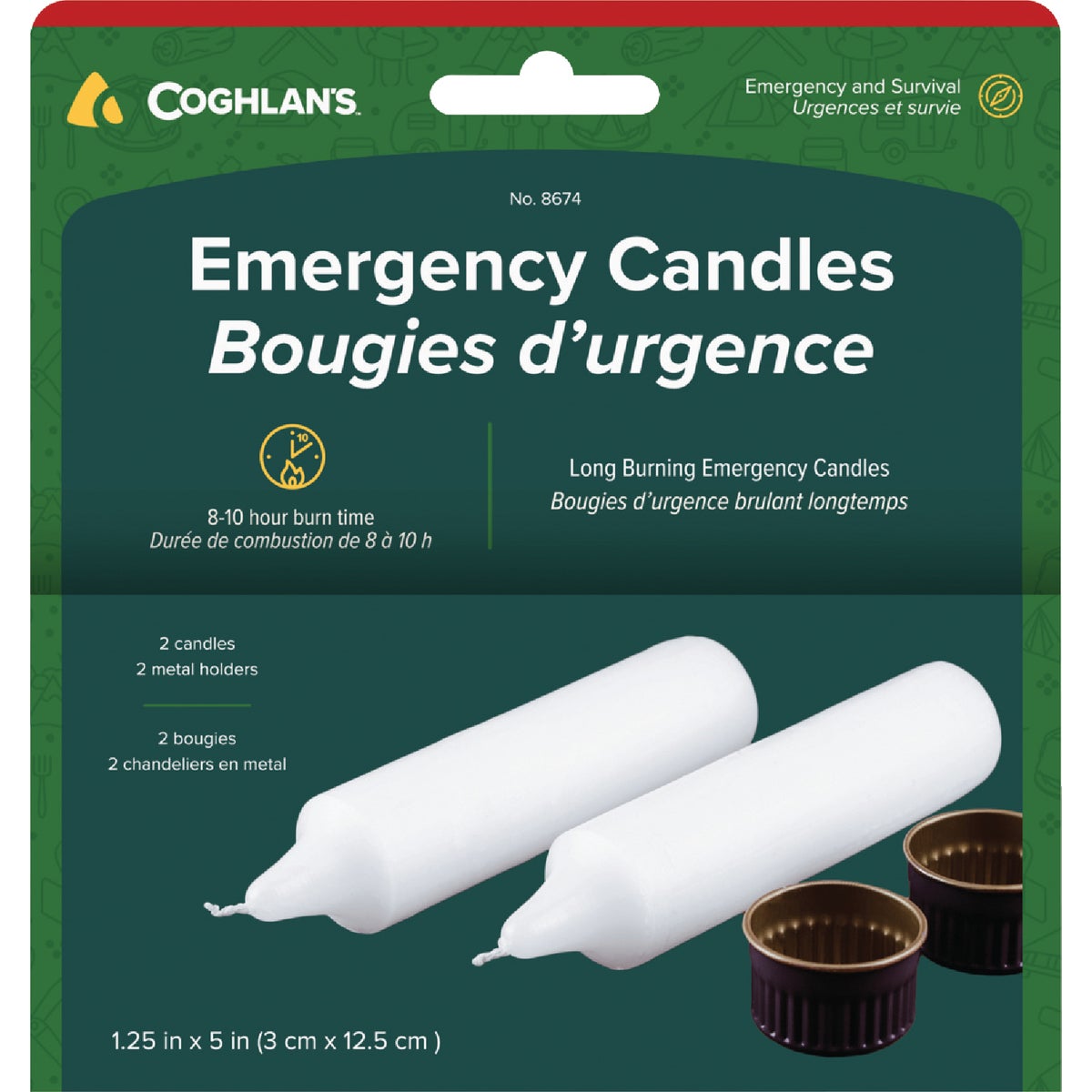 Coghlans 5 In. White Emergency Candle (2 Count)