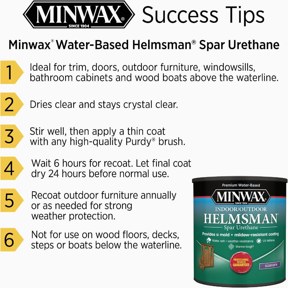 Minwax Water Based Helmsman Indoor/Outdoor Gloss Clear Spar Urethane, 1 Gal. Image 6