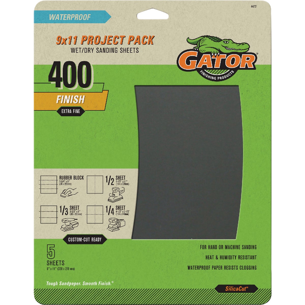 GatorGrit 9 In. x 11 In. Super Fine 400-Grit Sandpaper (5-Pack)
