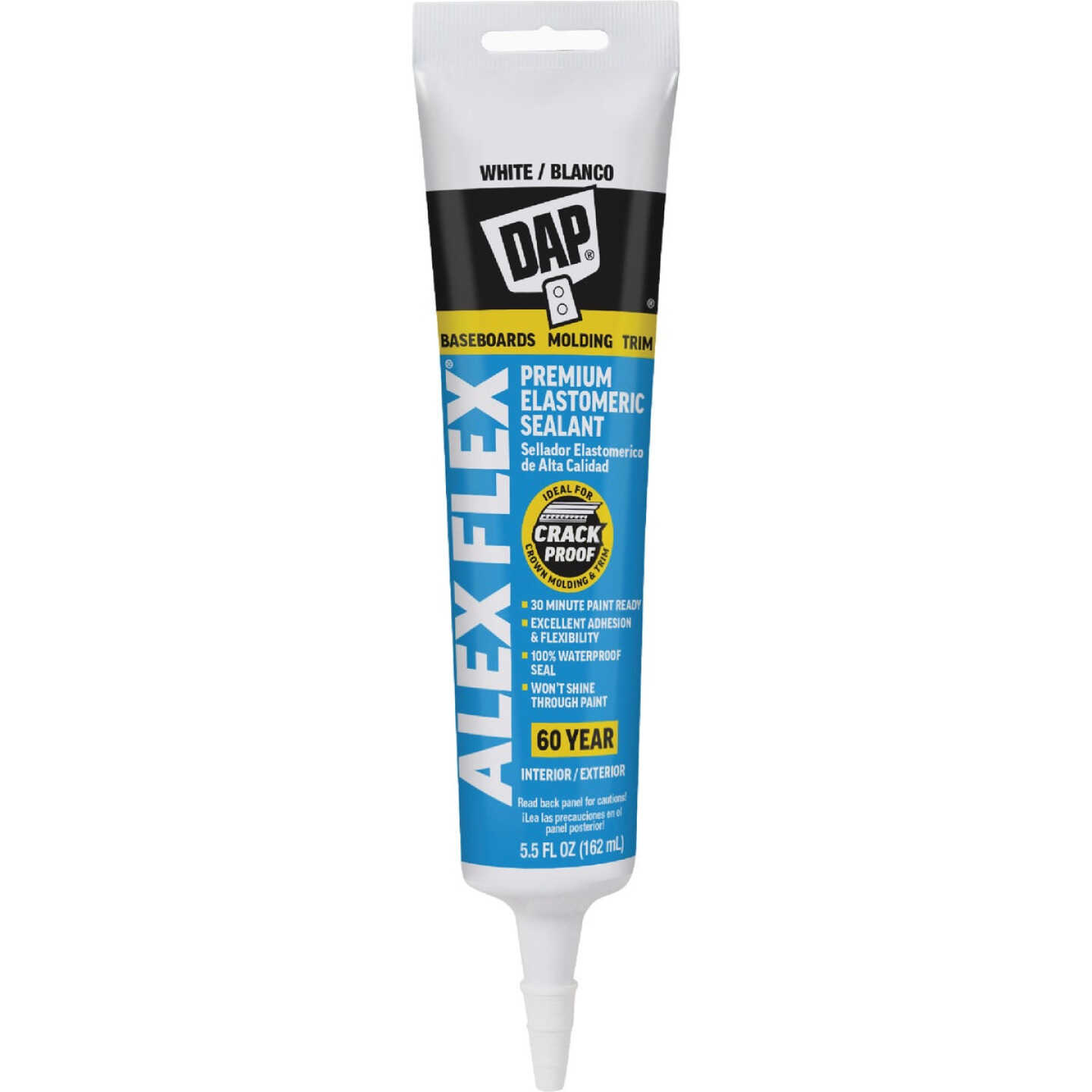 Dap Alex Flex 5.5 Oz. Premium Molding & Trim Acrylic Latex Siliconized Sealant, White Image 1
