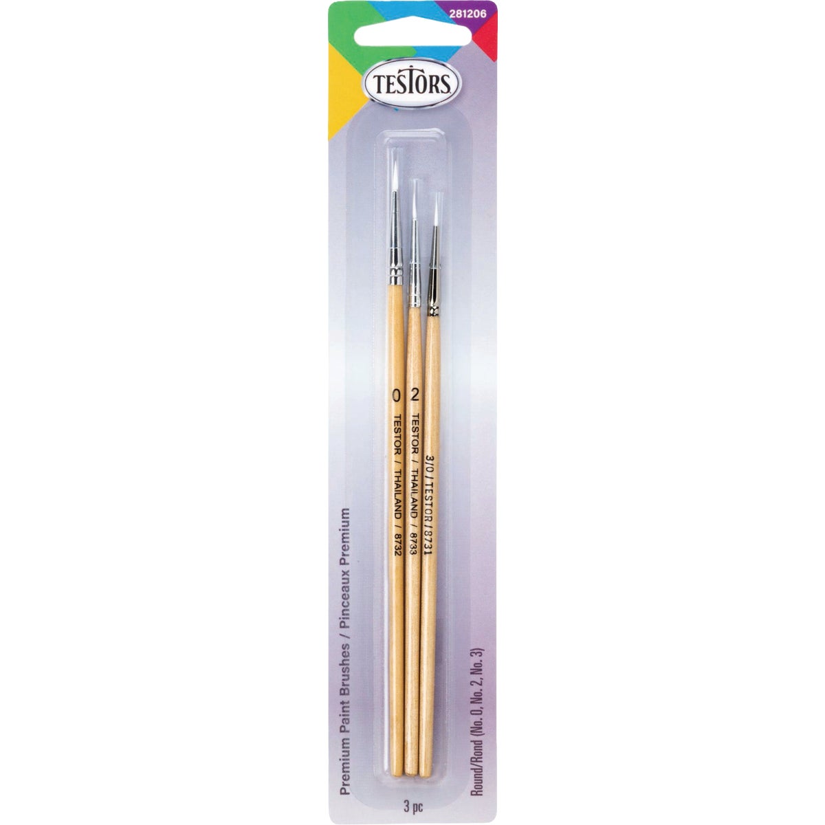 Testors Premium Assorted Round Paint Brushes (3-Count)