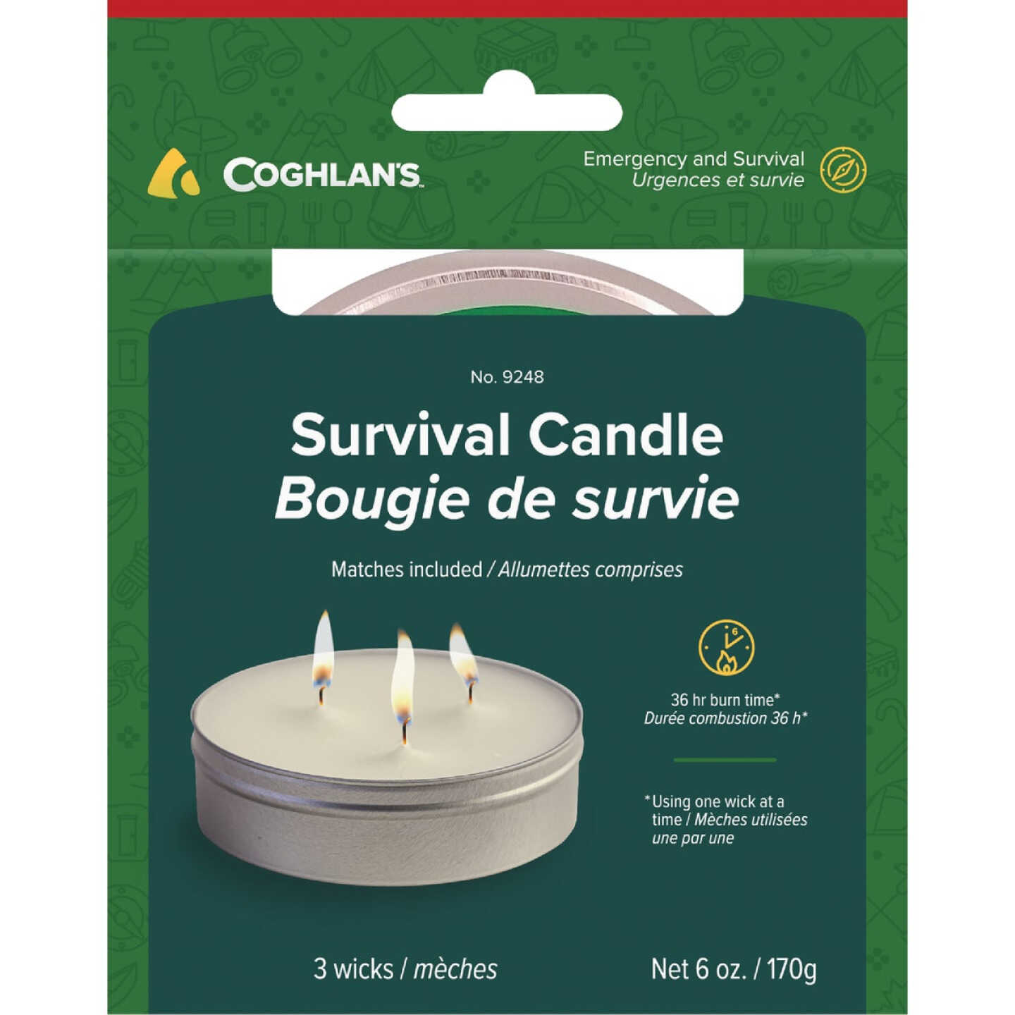 Coghlans 36 Oz. 3-Wick White Survival Candle Image 1