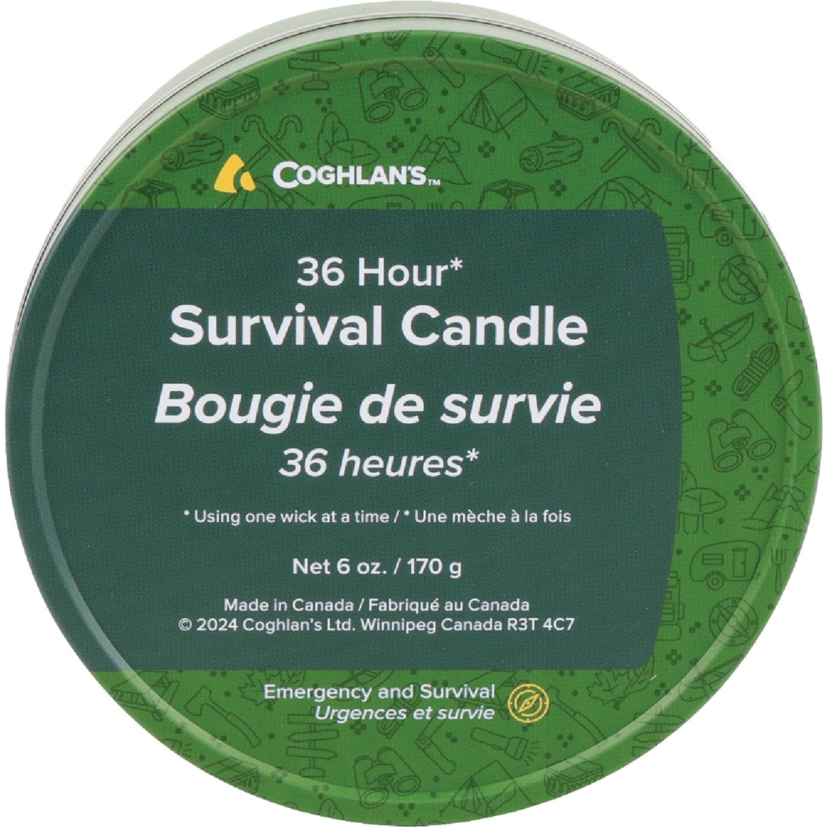 Coghlans 36 Oz. 3-Wick White Survival Candle Image 3