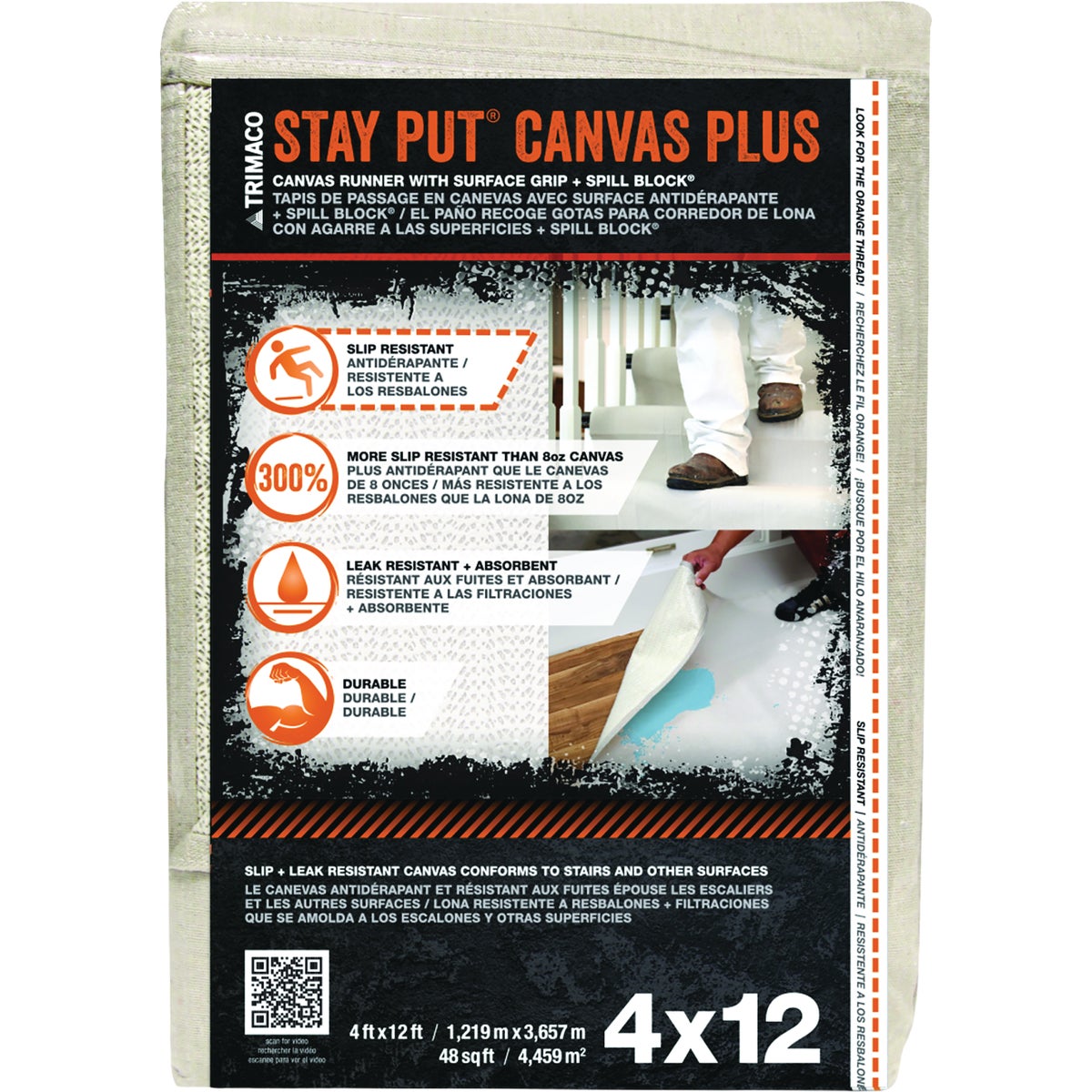 Trimaco Stay Put Canvas Plus 4 In. x 12 Ft. Dropcloth