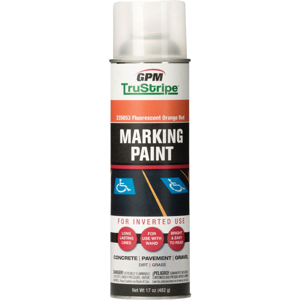 TruStripe Fluorescent Orange Red 17 Oz. Inverted Marking Paint Image 1
