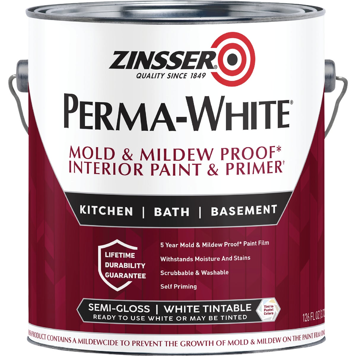 Zinsser Perma-White White-Tintable Semi-Gloss Gallon Mildew Paint Image 3