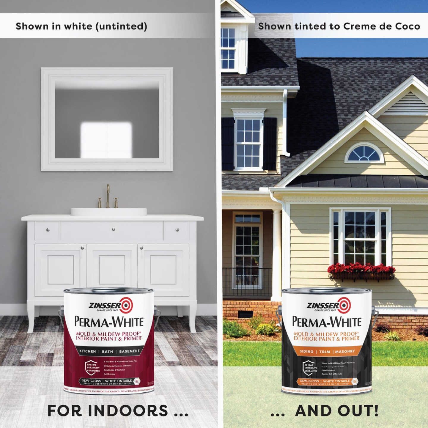 Zinsser Perma-White White-Tintable Semi-Gloss Gallon Mildew Paint Image 6