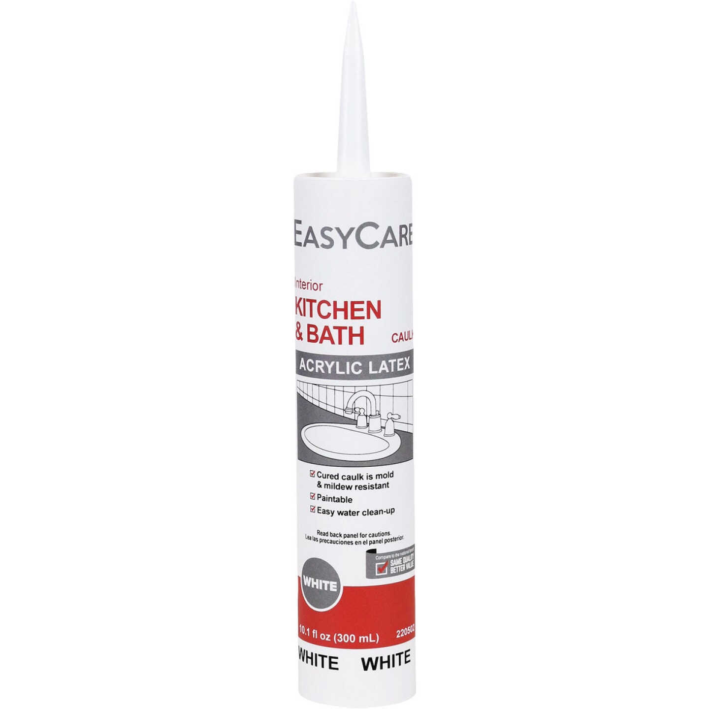 EasyCare 10.1 Oz. White Kitchen & Bath Latex Adhesive Caulk Image 1