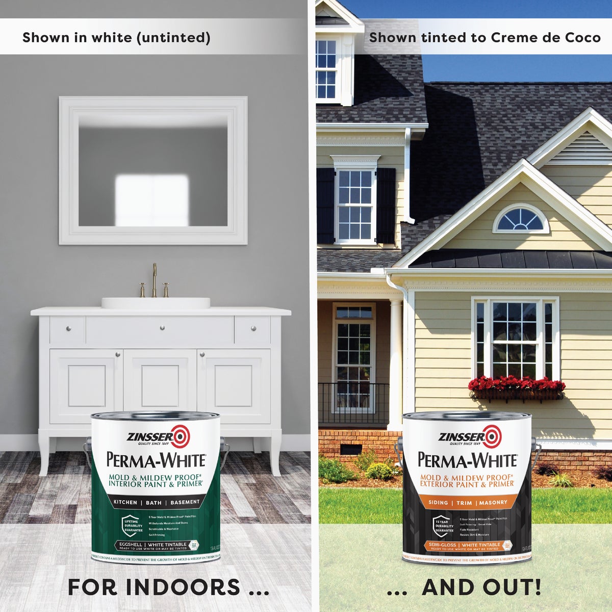 Zinsser Perma-White White-Tintable Eggshell Gallon Mildew Paint Image 6