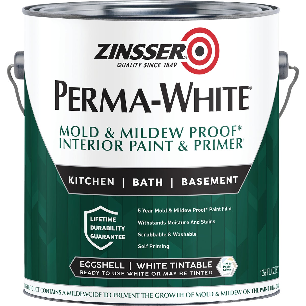 Zinsser Perma-White White-Tintable Eggshell Gallon Mildew Paint Image 3