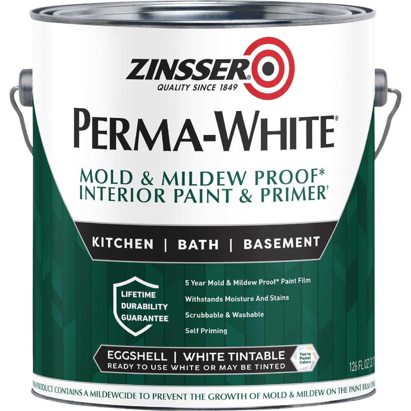 Zinsser Perma-White White-Tintable Eggshell Gallon Mildew Paint Image 3