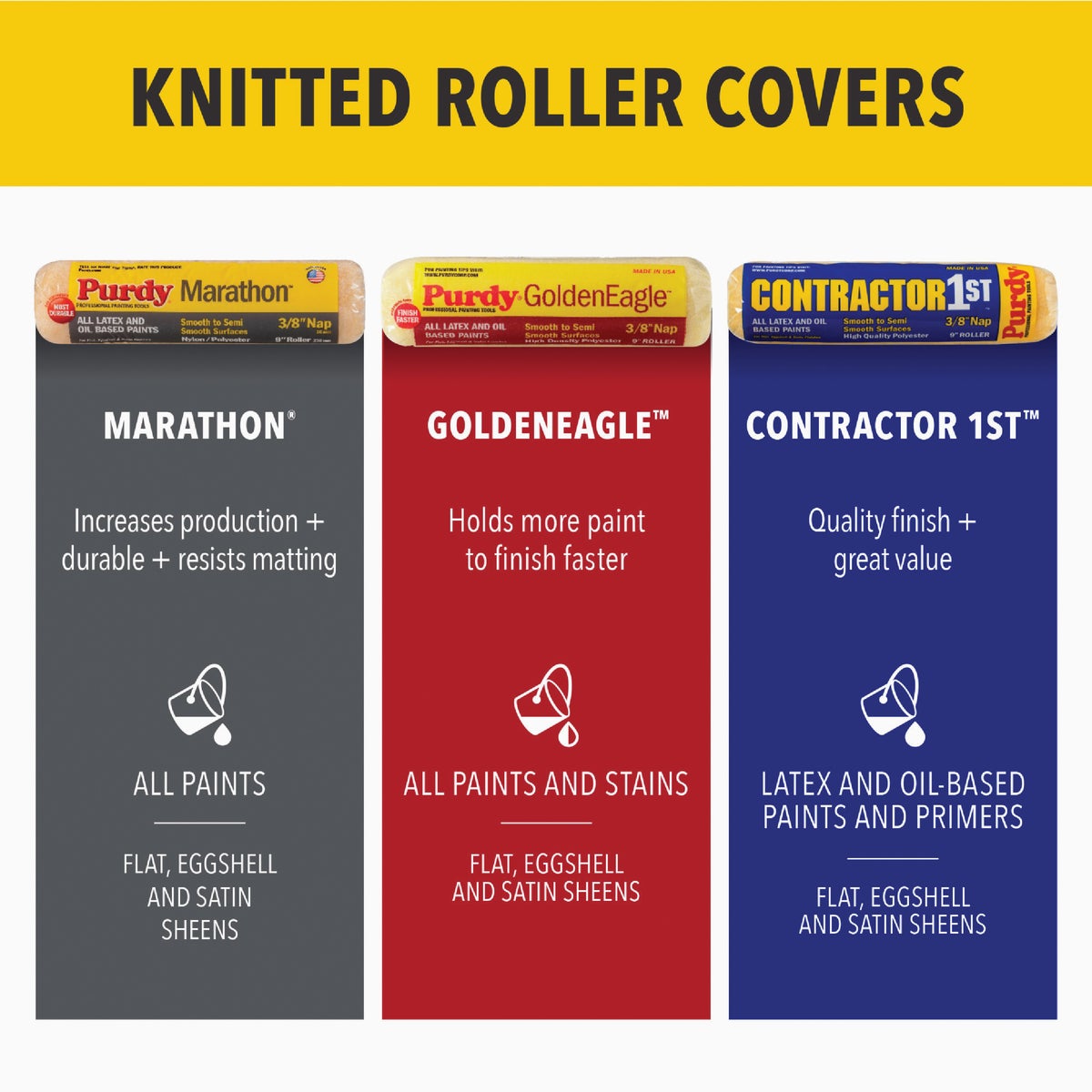 Purdy Contractor 1st 9 In. x 3/8 In. Knit Fabric Roller Cover (3-Pack) Image 4
