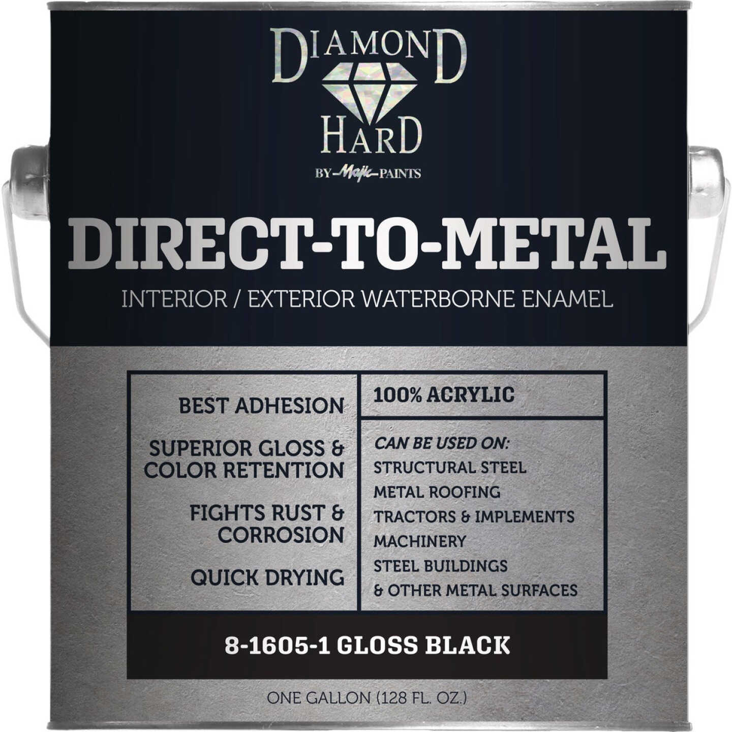 Majic Diamond Hard Direct-To-Metal Acrylic Paint, Safety Black, 1 Gal. Image 1